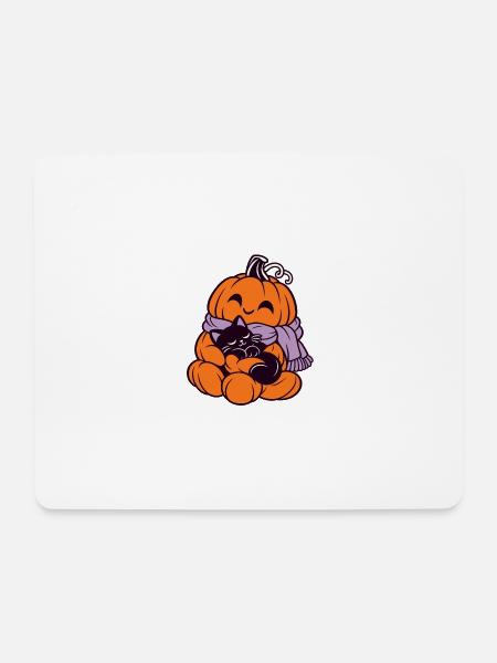 Kuschelpumpkin Katze im Herbst - Mousepad (Querformat) - Weiß