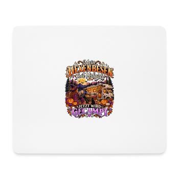 Hexenbesen Urlaub Camping im Wald - Mousepad (Querformat) - Weiß - Vorne