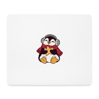 Winterpinguin mit Stern und Kopfhörern - Mousepad (Querformat) - Weiß - Vorne
