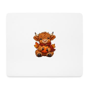 Gemütliche Highland-Kuh - Mousepad (Querformat) - Weiß - Vorne