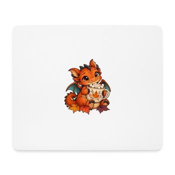 Herbstdrache mit Kakao - Mousepad (Querformat) - Weiß - Vorne