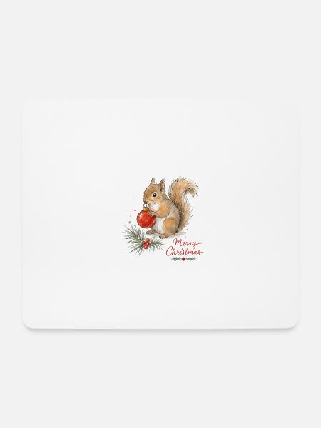 Weihnachtseichhörnchen mit Ornament - Mousepad (Querformat) - Weiß