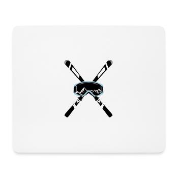 Ski und Skibrille mit Bergen, Skifahren - Mousepad (Querformat) - Weiß - Vorne