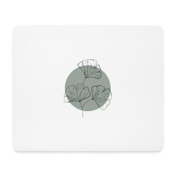 Ginkgo leaves with green minimalist circle design - Mouse Pad (horizontal) - white - Front