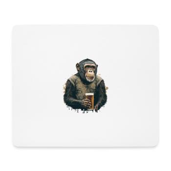 Schimpanse Bier Cool Illustration - Mousepad (Querformat) - Weiß - Vorne