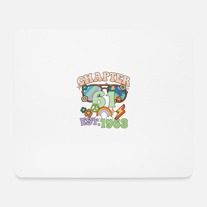 Turning 61 61st Birthday Retro Theme Peace Sign - Mousepad (Querformat) - Weiß