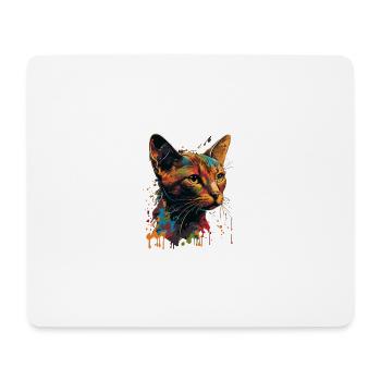 Abyssinian Cat Colorful Gaze - Mousepad (Querformat) - Weiß - Vorne
