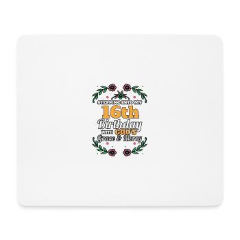 J’entre dans mon 16e anniversaire religieux - Tapis de souris (format paysage) - blanc - Devant