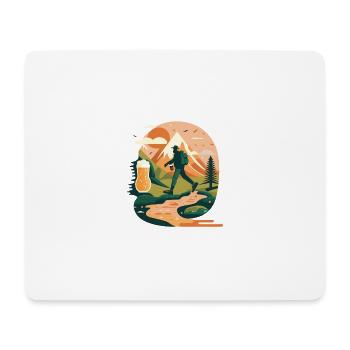 Bier Wanderung in den Bergen mit Rucksack - Mousepad (Querformat) - Weiß - Vorne