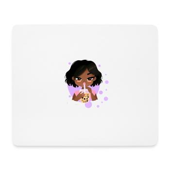 Kawaii afro noire africaine buvant du bubble tea - Tapis de souris (format paysage) - blanc - Devant