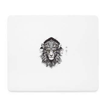 Majestätischer Löwe – Künstlerisches Tribal Design - Mousepad (Querformat) - Weiß - Vorne
