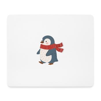 Pinguin mit roter Winterschal - Mousepad (Querformat) - Weiß - Vorne
