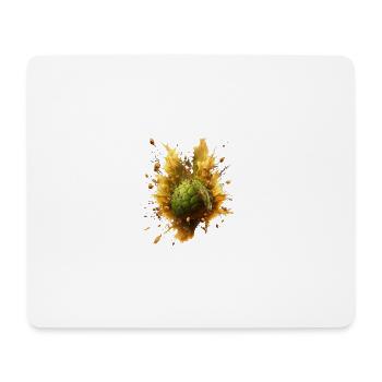 Le houblon tombe dans la bière et éclabousse - Tapis de souris (format paysage) - blanc - Devant