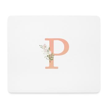 P Monogramm, minimal, pastel, Blumen - Mousepad (Querformat) - Weiß - Vorne