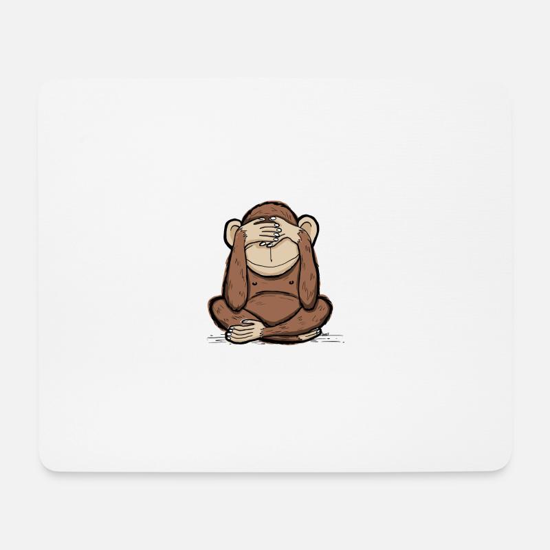 Mizaru - Affe sieht kein Übel - Mousepad (Querformat) - Weiß