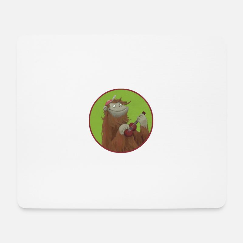 Affe mit Ukulele - Mousepad (Querformat) - Weiß