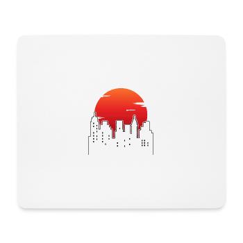 Skyline Mainsadt Vie nocturne Lune Coucher de soleil - Tapis de souris (format paysage) - blanc - Devant