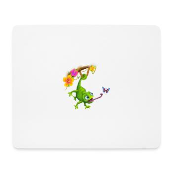 Chamäleon mit Schmetterling und Blumen - Mousepad (Querformat) - Weiß - Vorne