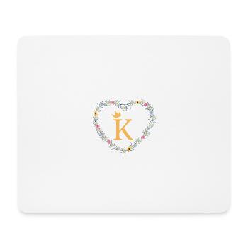Letter K, Monogram, Heart, Personalizable - Mouse Pad (horizontal) - white - Front