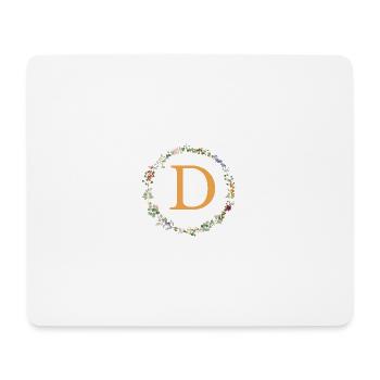 D monogramme, Couronne de fleurs sauvages - Tapis de souris (format paysage) - blanc - Devant