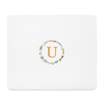 U monogramme, Couronne florale fleurs sauvages - Tapis de souris (format paysage) - blanc - Devant