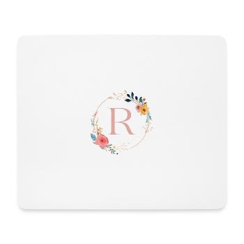 R Monogramm Floral, Blumenkranz, personalisierbar - Mousepad (Querformat) - Weiß - Vorne