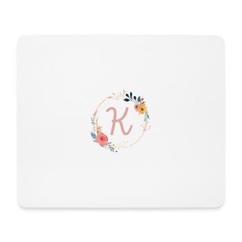 K Monogram Floral, Floral Wreath, Personalizable - Mouse Pad (horizontal) - white - Front