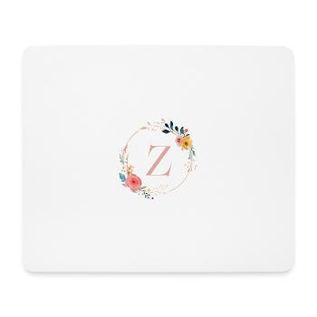 Z Monogram Floral, Floral Wreath, Personalizable - Mouse Pad (horizontal) - white - Front
