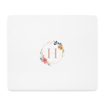 H Monogram Floral, Floral Wreath, Personalizable - Mouse Pad (horizontal) - white - Front