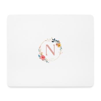 N Monogram Floral, Floral Wreath, Personalizable - Mouse Pad (horizontal) - white - Front