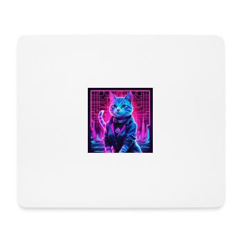 Retro Wave Cat - Cyberpunk Feline Vibes - Tapis de souris (format paysage) - blanc - Devant