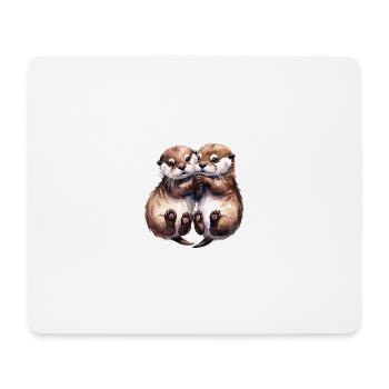 Cuddling Otters - Mouse Pad (horizontal) - white - Front