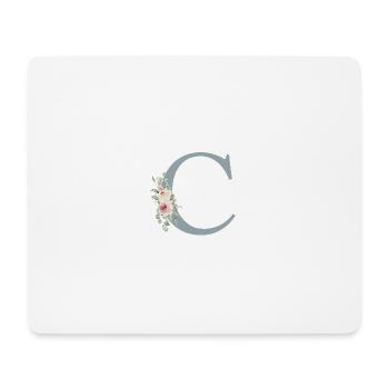 C| Monogram | Eucalyptus Pastel Flower Blue - Mouse Pad (horizontal) - white - Front