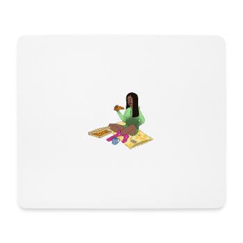 Kater Girl mit Pizza - Mousepad (Querformat) - Weiß - Vorne