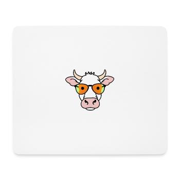 Cow with sunglasses cartoon - Mouse Pad (horizontal) - white - Front