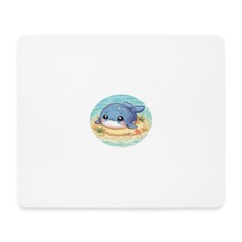 Wal auf Sandbank im Meer - Mousepad (Querformat) - Weiß - Vorne