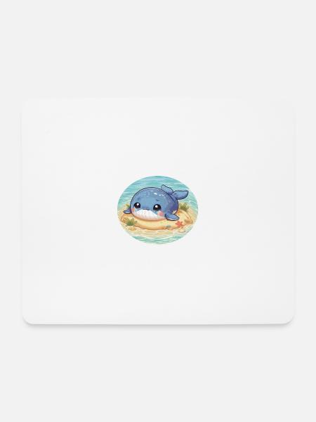 Whale on sandbank in the sea - Mouse Pad (horizontal) - white
