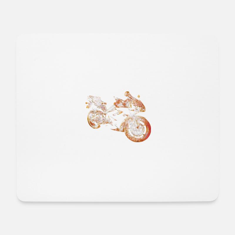 Motorrad Silhouette Feuer - Mousepad (Querformat) - Weiß
