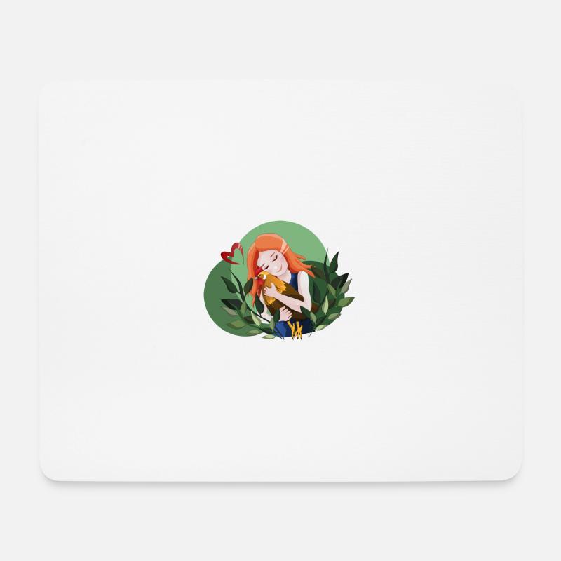 Mädchen liebt Hühner - Mousepad (Querformat) - Weiß