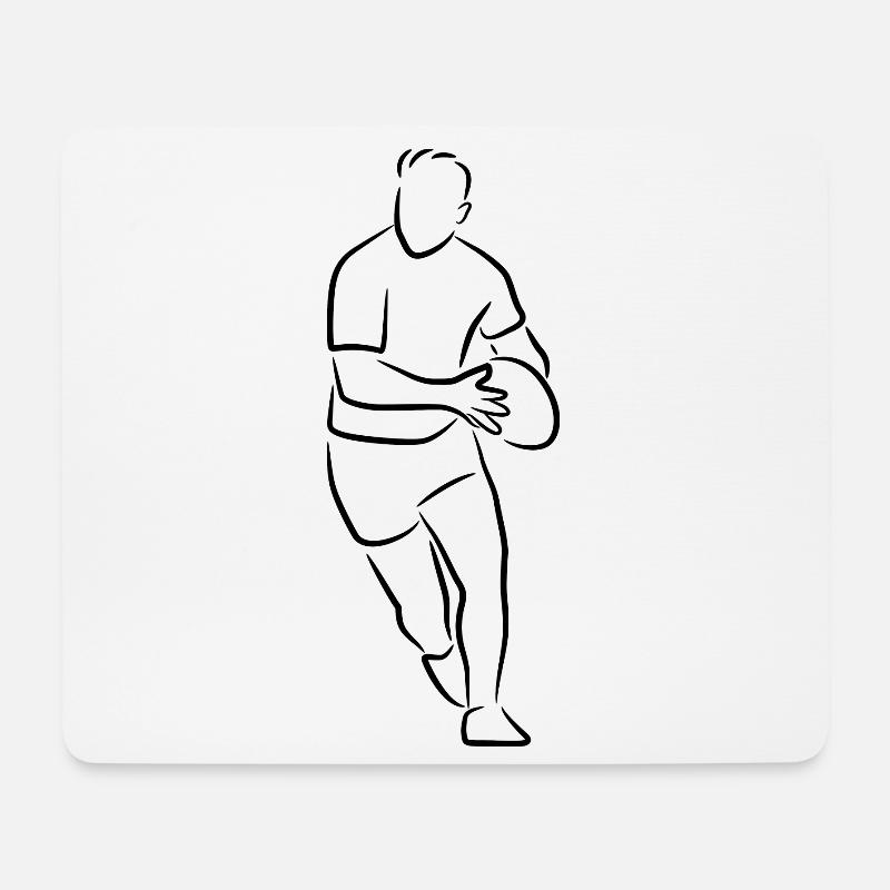 Rugby Skizze - Mousepad (Querformat) - Weiß