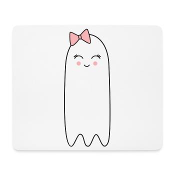 Ghost with Pink Bow – Cute Halloween Design - Mouse Pad (horizontal) - white - Front