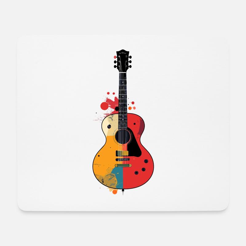 Bunte Gitarren Kunst Akustik Gitarre Motiv - Mousepad (Querformat) - Weiß