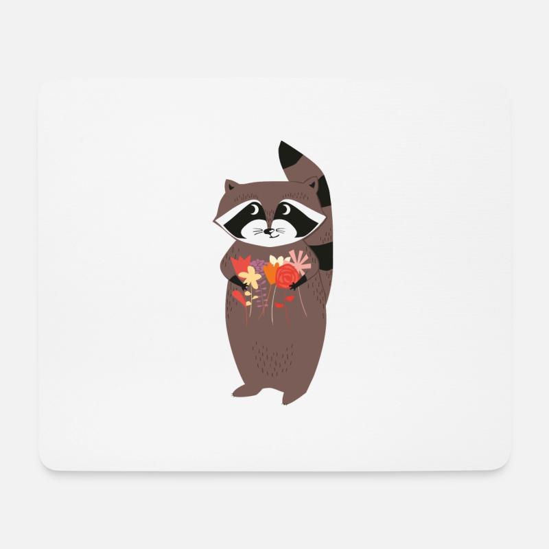Racoon - Mousepad (Querformat) - Weiß