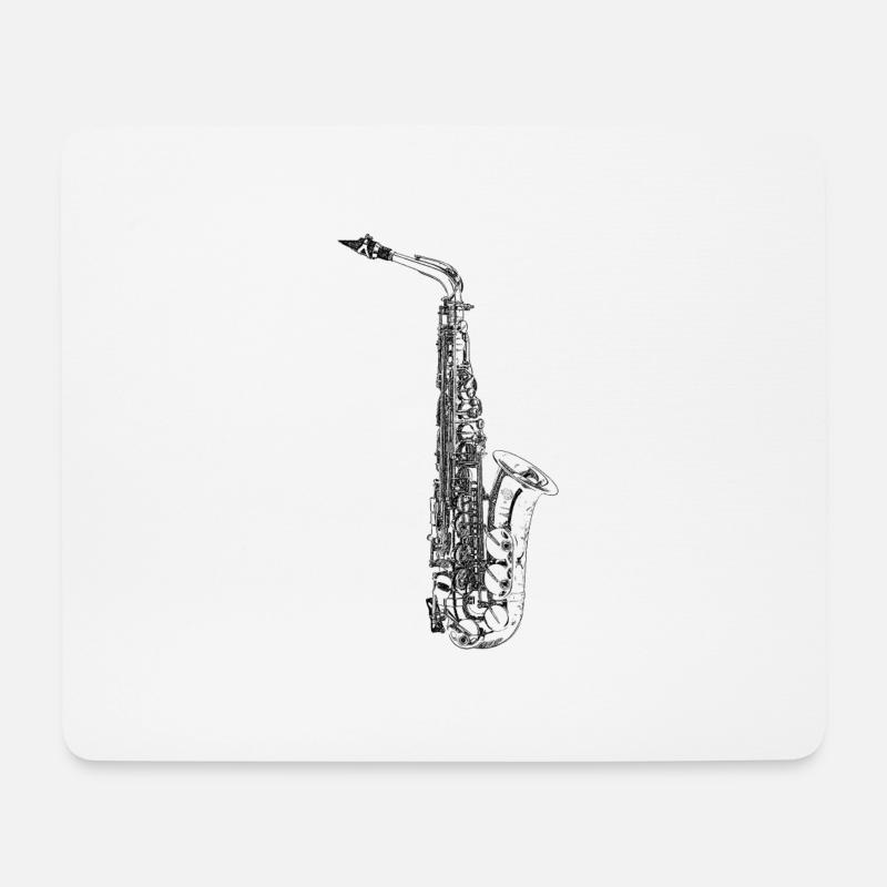 Saxophon - Mousepad (Querformat) - Weiß