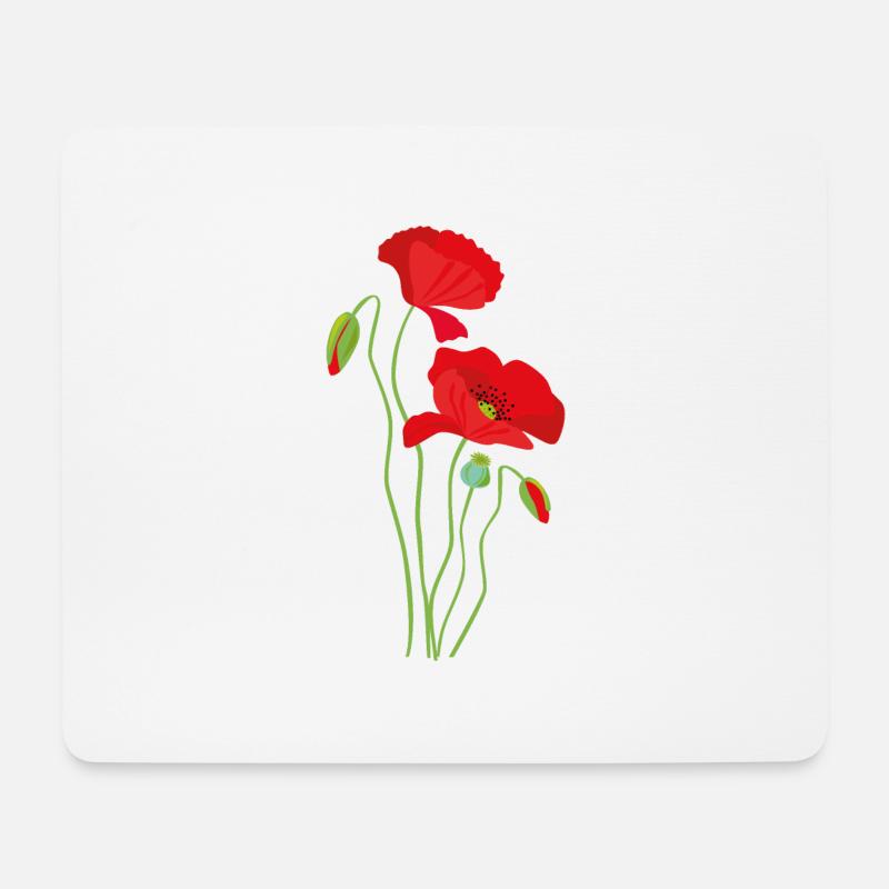 Mohn - Blumendesign - Mousepad (Querformat) - Weiß