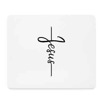 Jesus Kreuz Schwarz - Mousepad (Querformat) - Weiß - Vorne