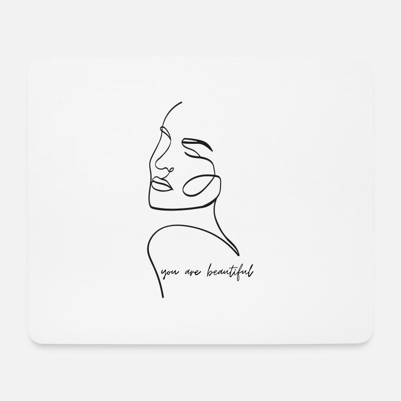 You Are Beautiful - Line Art Face - Mousepad (Querformat) - Weiß