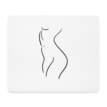 Female Body Line Art - Minimalist - Mouse Pad (horizontal) - white - Front