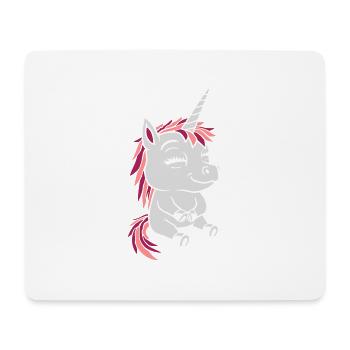 Bande dessinée petite licorne assise - Tapis de souris (format paysage) - blanc - Devant