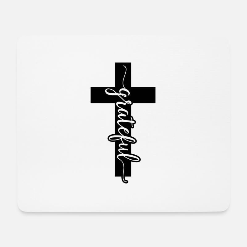 Kreuz Dankbar - Mousepad (Querformat) - Weiß